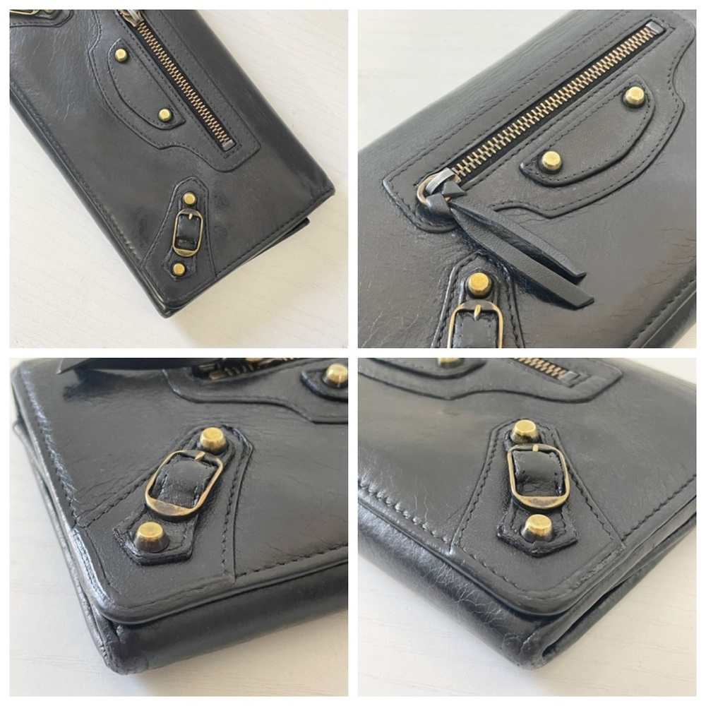 Balenciaga black leather city long snap wallet - Picture 3 of 13